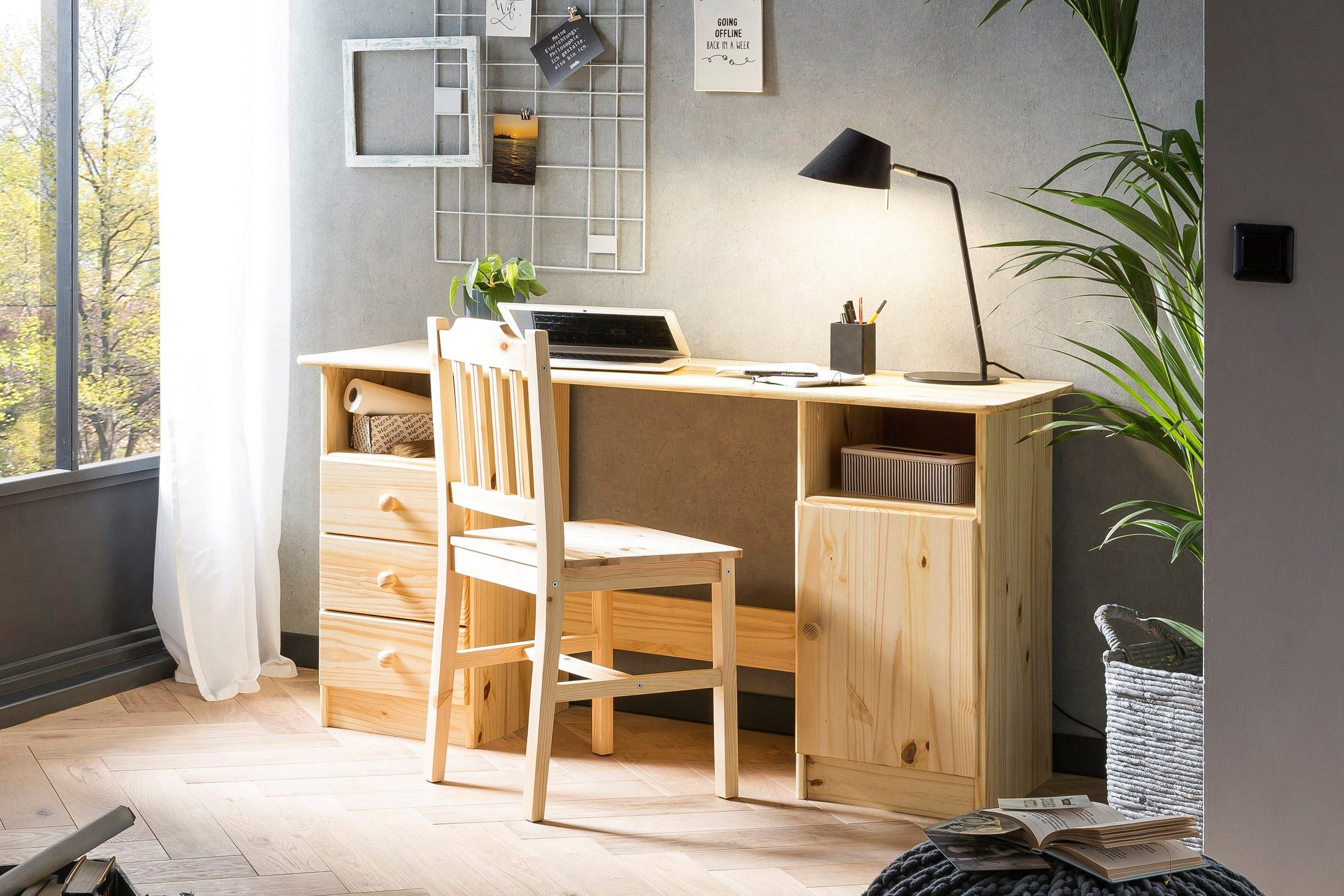 Home affaire Schreibtisch Chur, Gefertigt aus massivem Kiefernholz, Home office