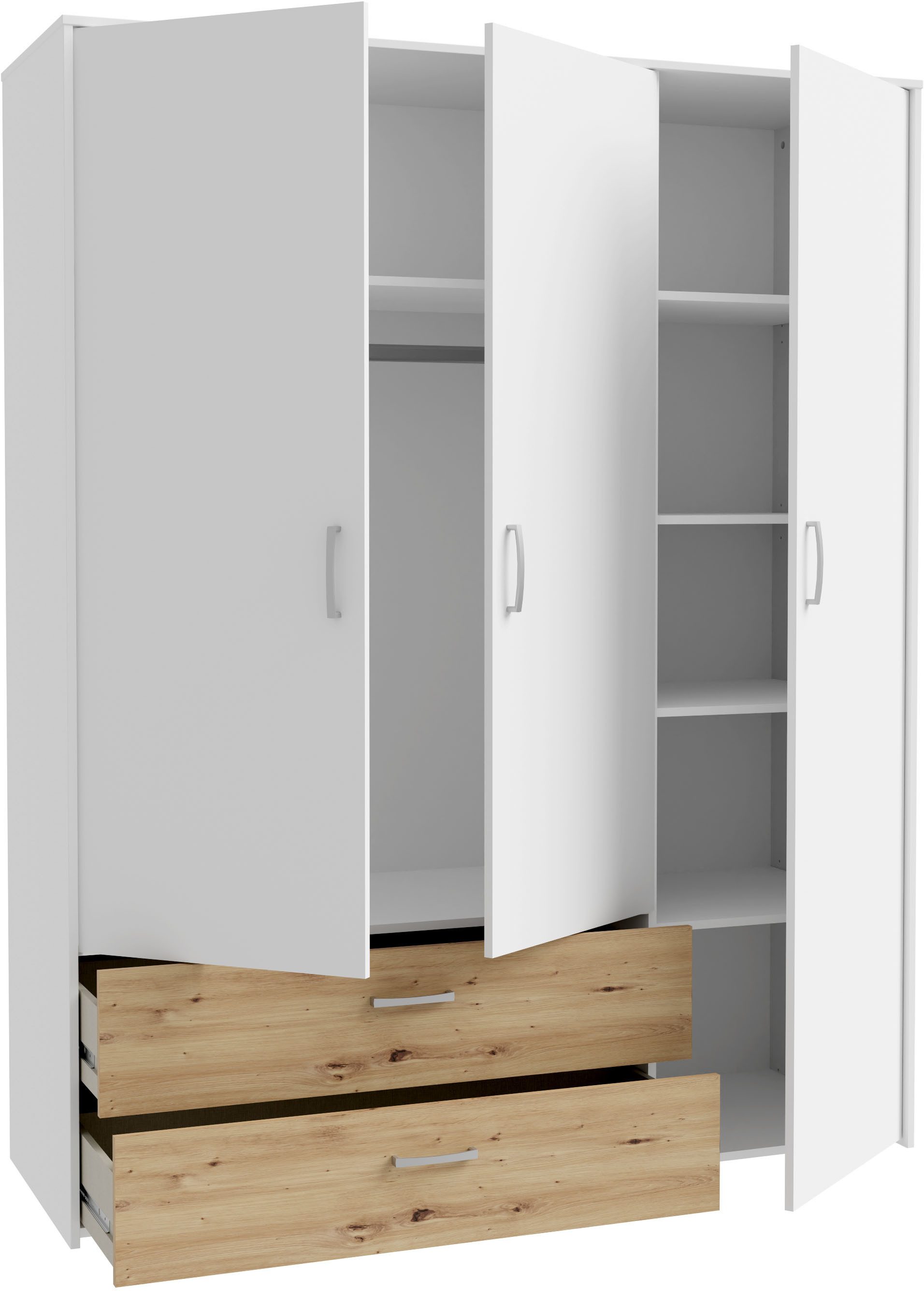 FORTE Kleiderschrank Culgoa Drehtürenschrank, Stauraum, 2 Schubkästen, variable Einlegeböden – Bild 4 von 5