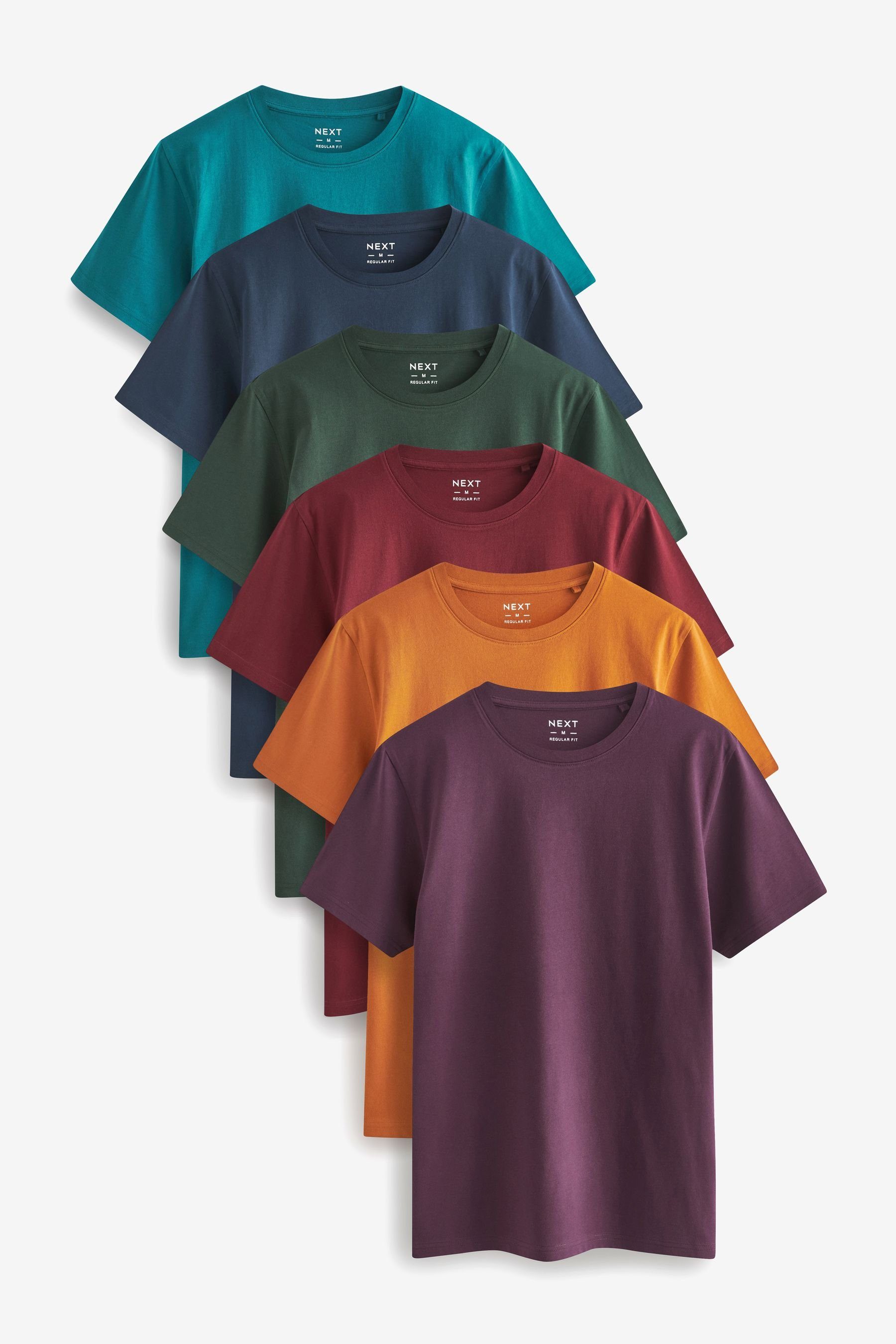 Next T-Shirt 6er-Pack T-Shirts (6-tlg) Brown/Rust/Black/Ecru Marl/Slate/Silver