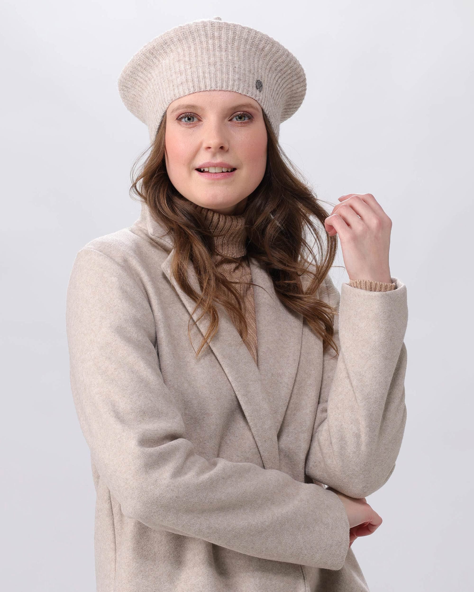 Fraas Strickmütze Polyester Strick-Baskenmütze (ohne Fransen)