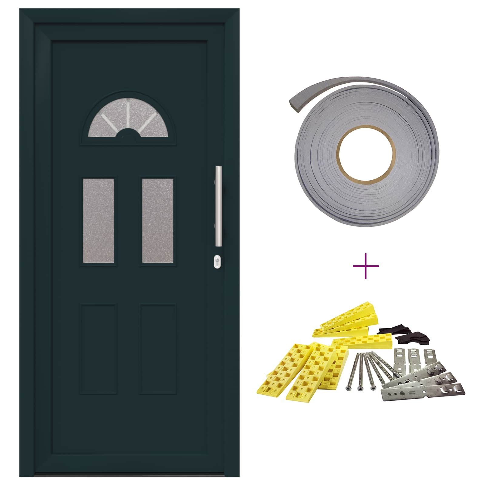 vidaXL Haustür Vordertür Anthrazit 88 x 200 cm PVC (1-St)