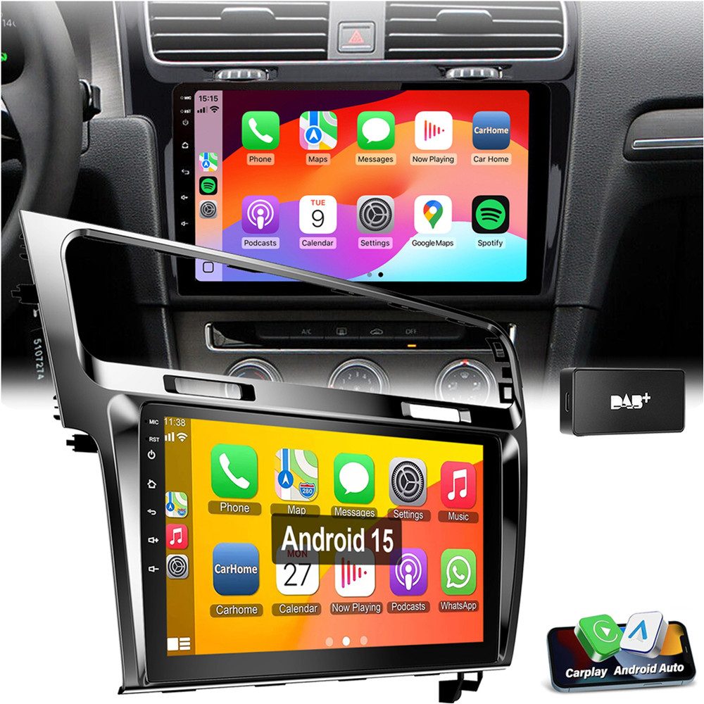 ESSGOO 10.1" Für VW Golf 7 VII MK7 2013-2017 Android 15 Autoradio Autoradio (RDS, Digitalradio (DAB), FM, Carplay GPS NAVI WIFI RDS SWC BT)