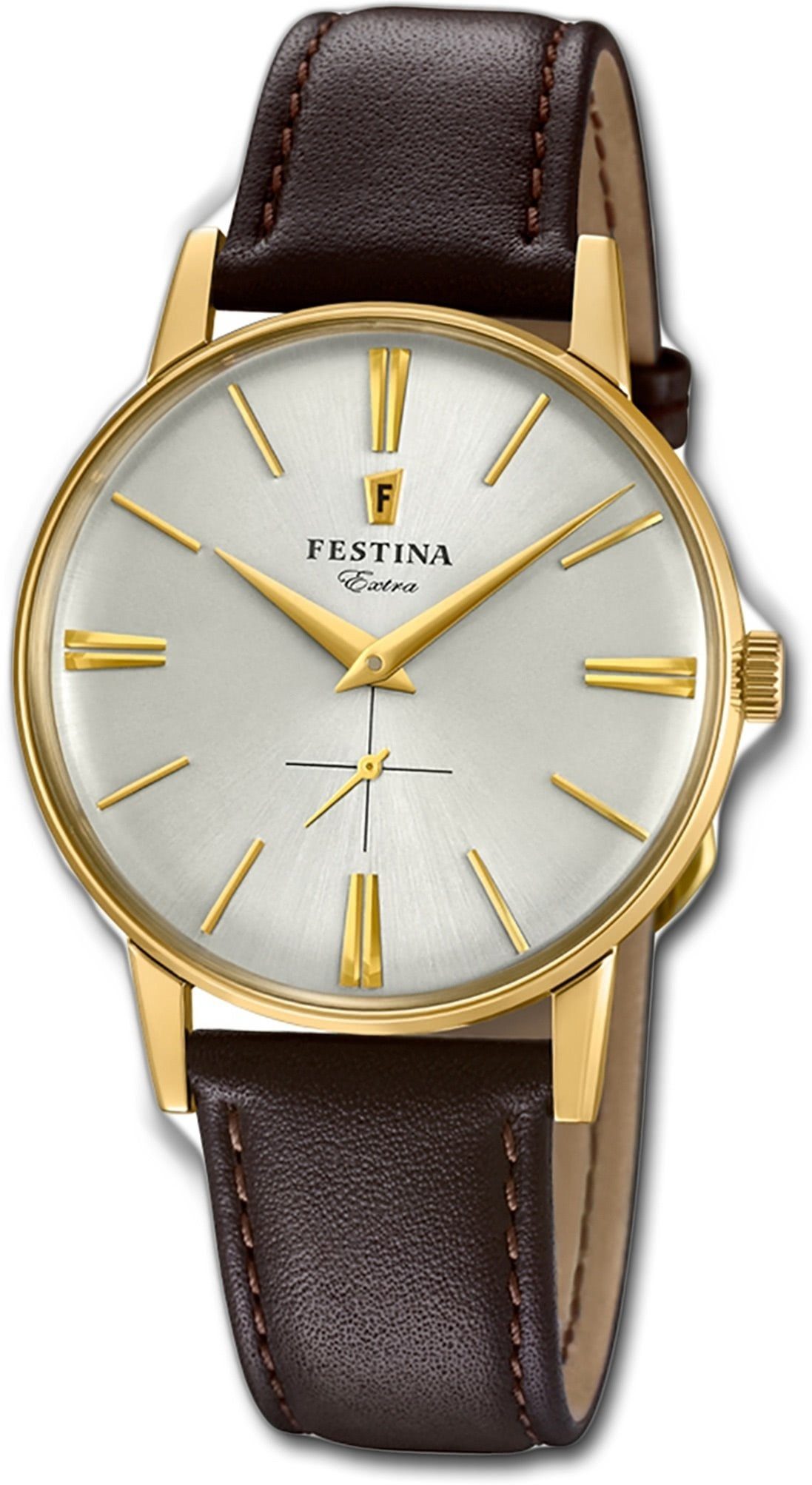 Festina Quarzuhr rundes Herren mittel Elegant Gehäuse, (ca. Leder Festina Herrenuhr Uhr Lederarmband, mit 36mm), F20249/1