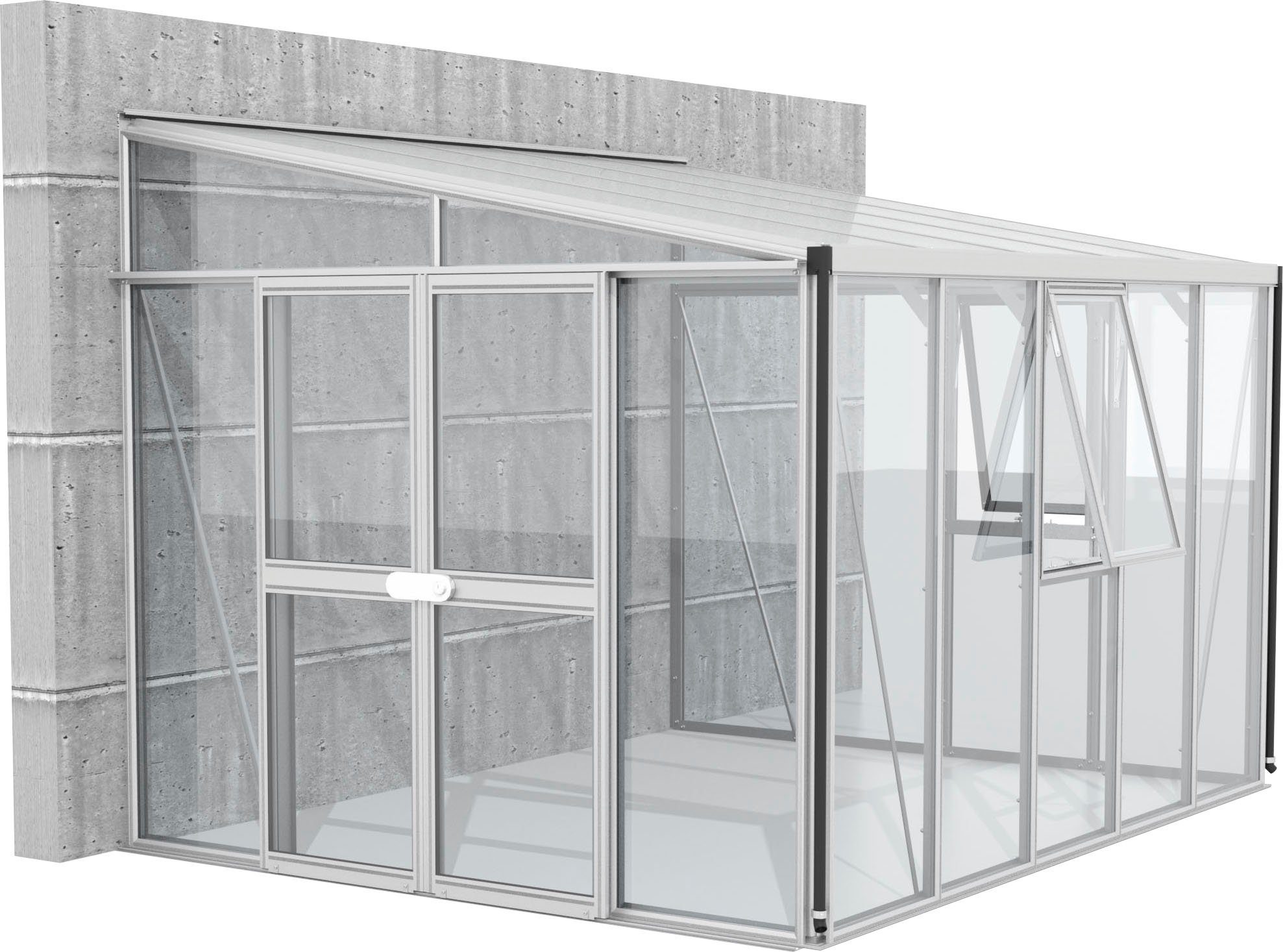 Vitavia Anlehngewächshaus Helena 8600, BxTxH: 334 x 266 x 239 cm, 3 mm Wandstärke, Alu-Profile, 3 mm Sicherheitsglas, Dach 10 mm Hohlkammerplatten