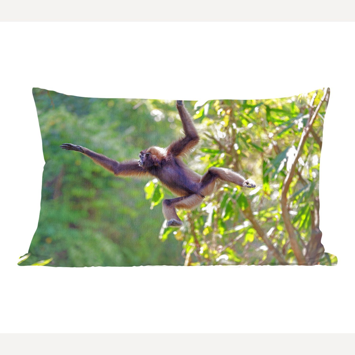 MuchoWow Dekokissen Springender Affe im Dschungel, Wohzimmer Dekoration, Zierkissen, Dekokissen mit Füllung, Schlafzimmer