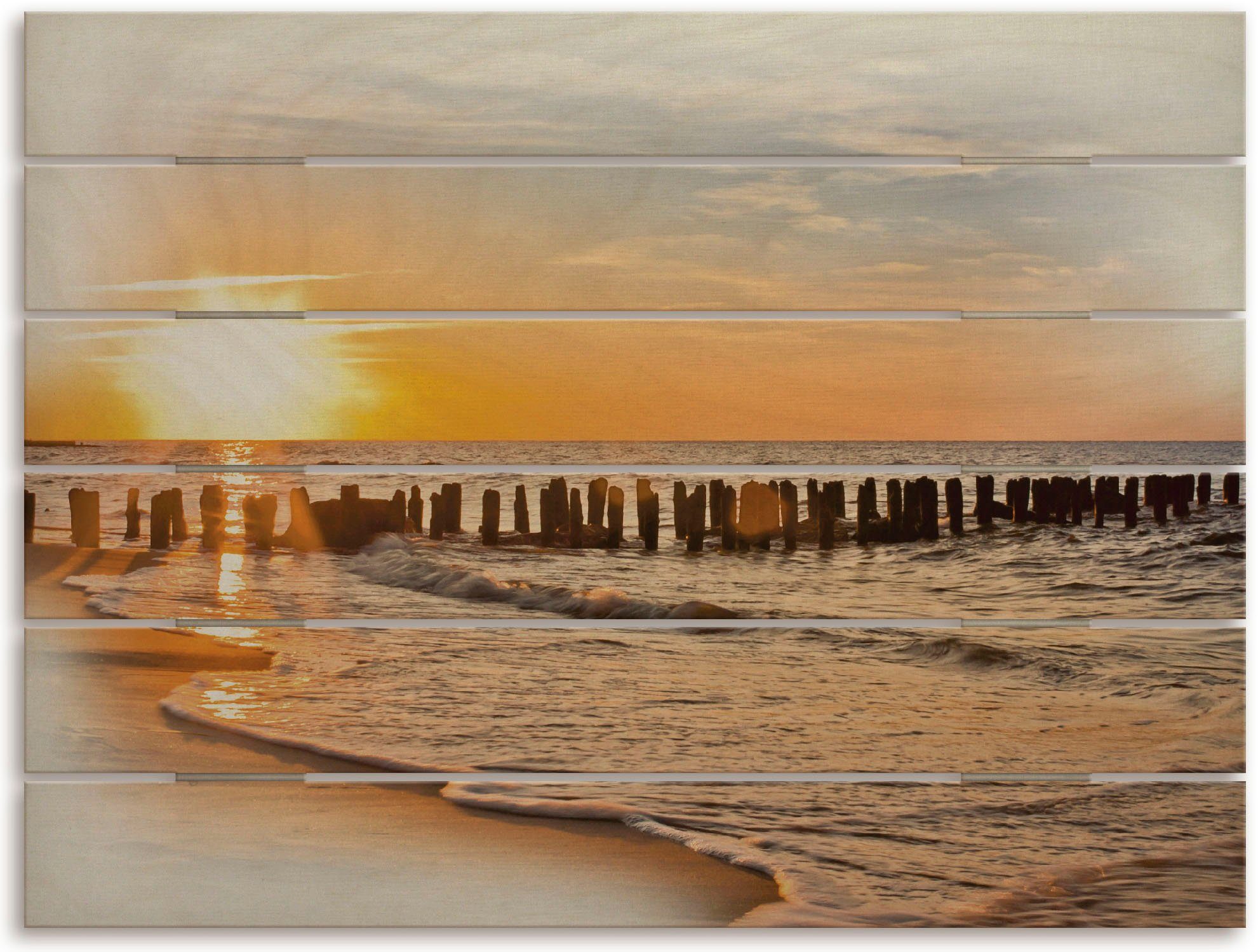 Sonnenuntergang Holzbild St) (1 Artland Strandbilder Schöner am Strand,