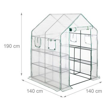 relaxdays Gewächshaus Begehbares Gewächshaus mit 4 Fenstern