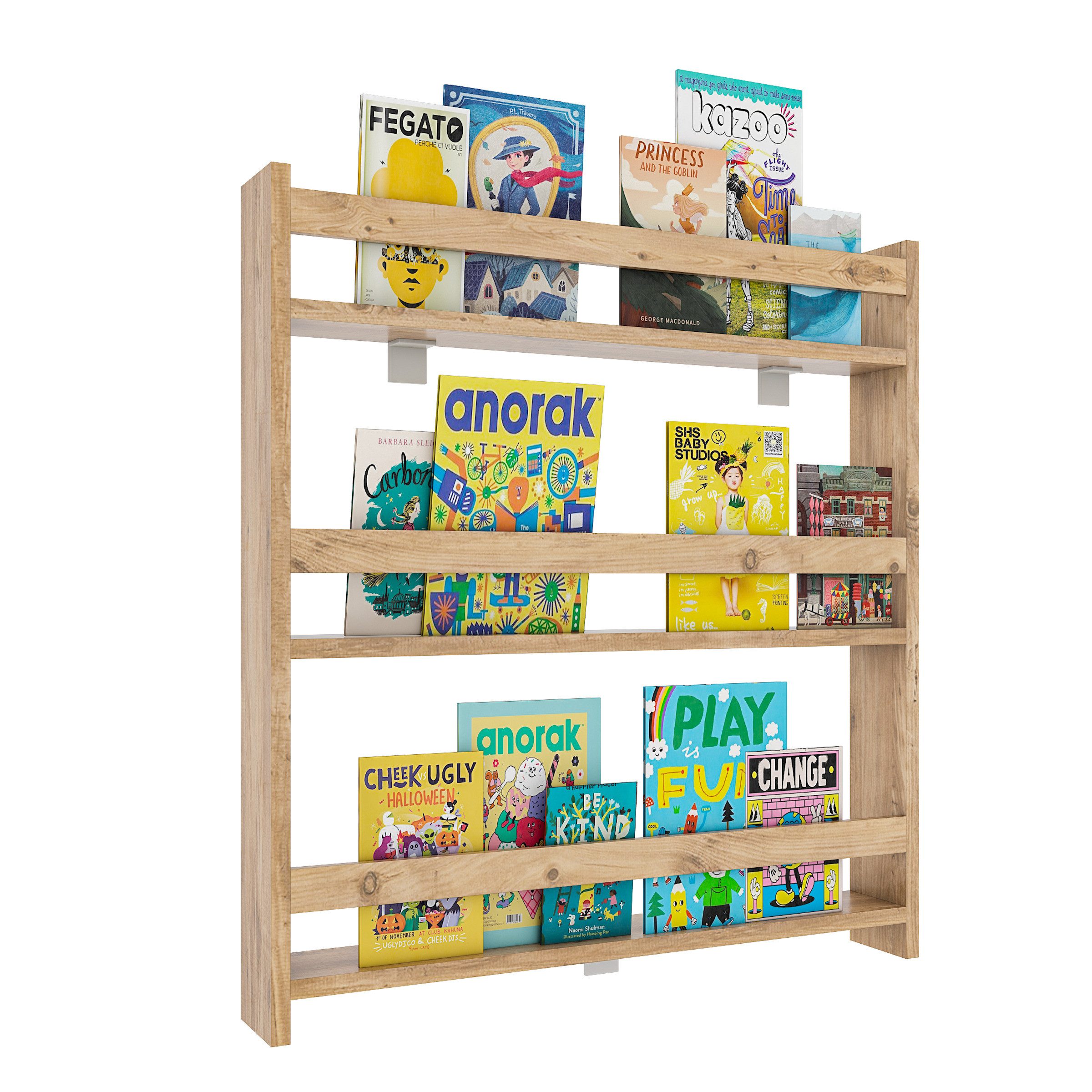 VCM Wandregal Kidos Bücherregal B. 70 x T. 10 x H. 80 cm, 3 Fächer, Bücher und Deko platzsparend aufbewahrt