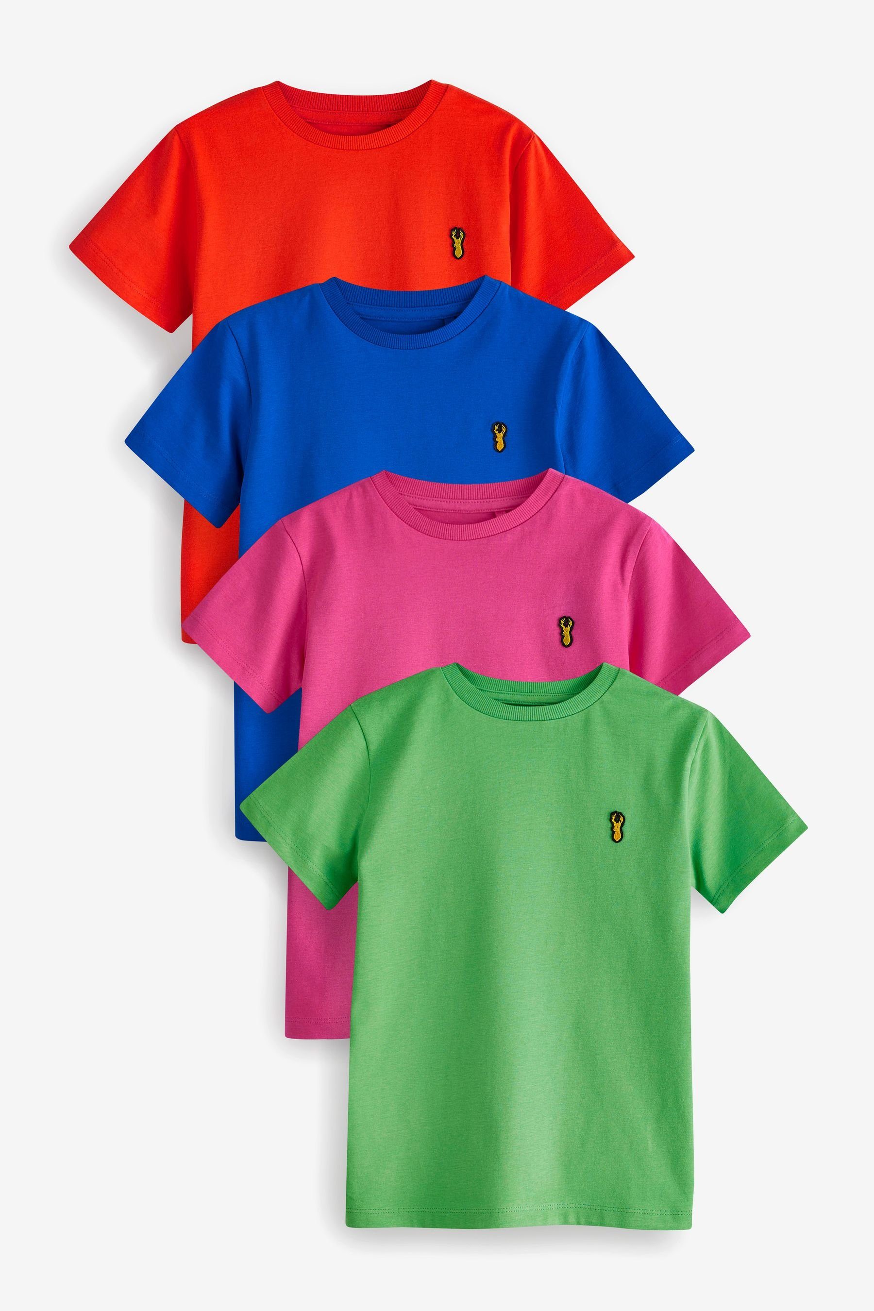 Next T-Shirt T-Shirts mit Hirsch-Stickerei, 4er-Pack (4-tlg)