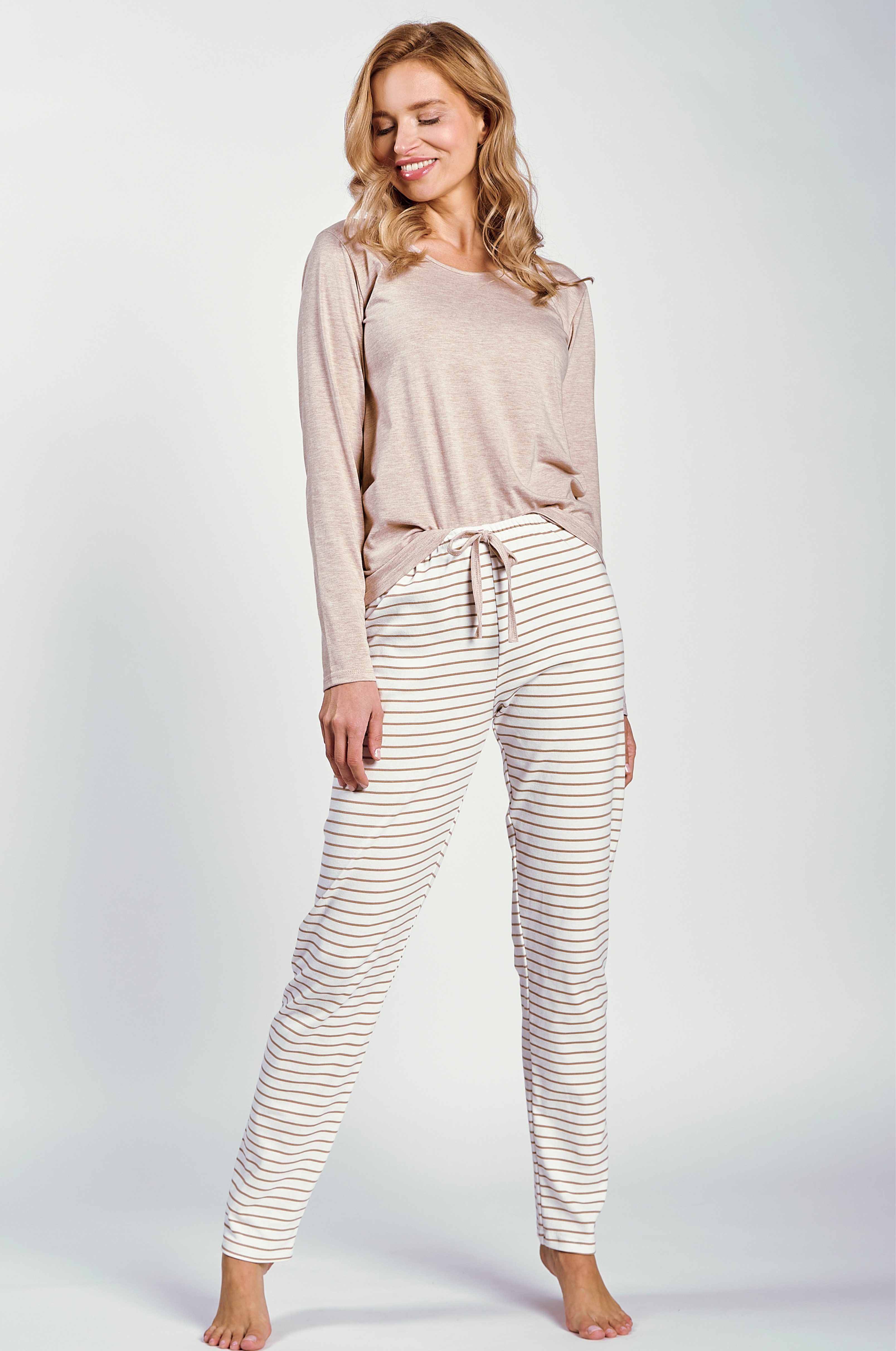 Mademoiselle Sommeil Pyjama Schlafanzug mit rosa-beige meliertem Oberteil & günstig online kaufen