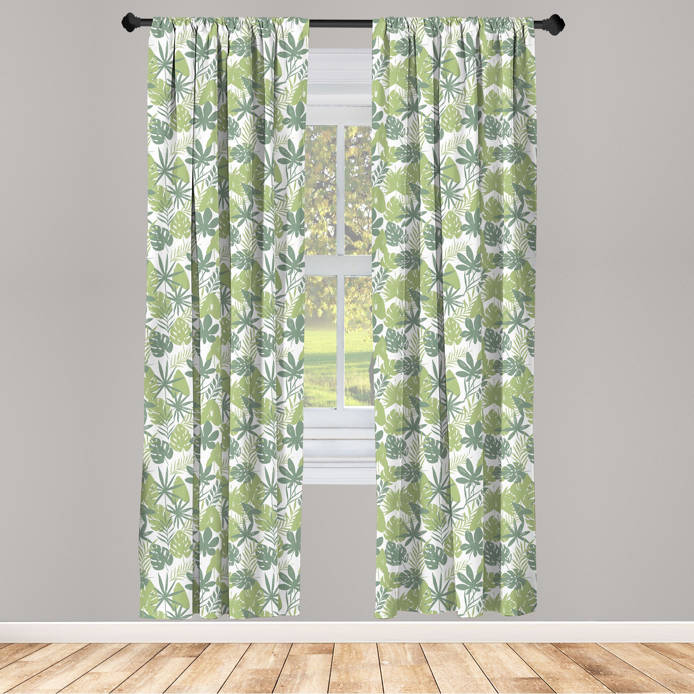 Gardine Vorhang für Wohnzimmer Schlafzimmer Dekor, Abakuhaus, Microfaser, Botanisch Blumensommer-Laub