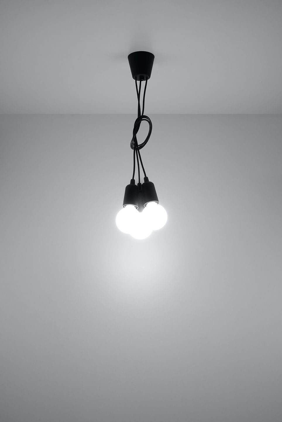 Esstisch Pendelleuchte 90cm ohne Licht-Erlebnisse Schwarz NESSA, verstellbar Wohnzimmer Leuchtmittel, 3-flmg Retro Hängelampe