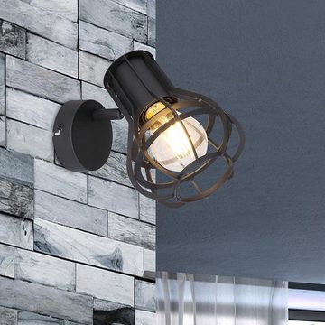 etc-shop LED Wandleuchte, Leuchtmittel inklusive, Warmweiß, Wand Spot Lampe Gitter Wohn Zimmer Spot Strahler