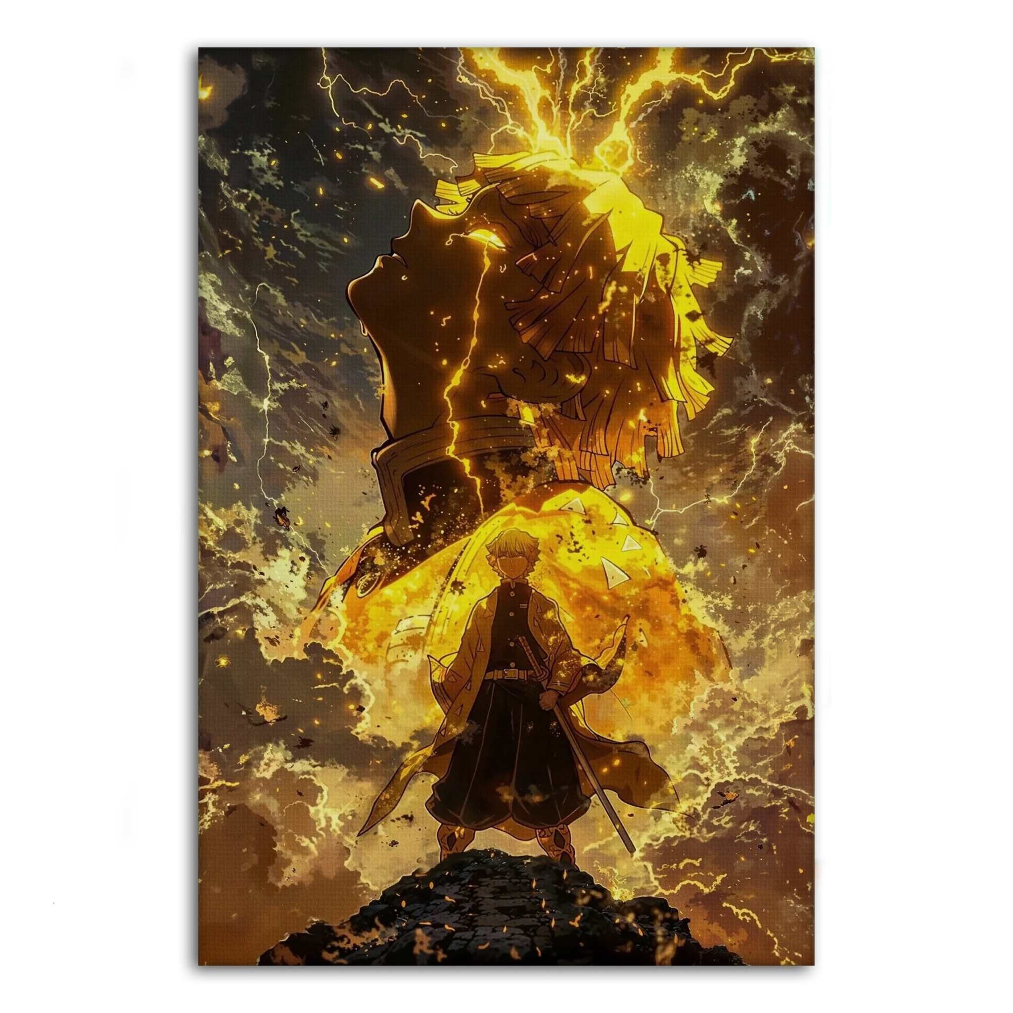 Wanddekoobjekt Zenitsu Rage - Demon Slayer - Anime Leinwandbild