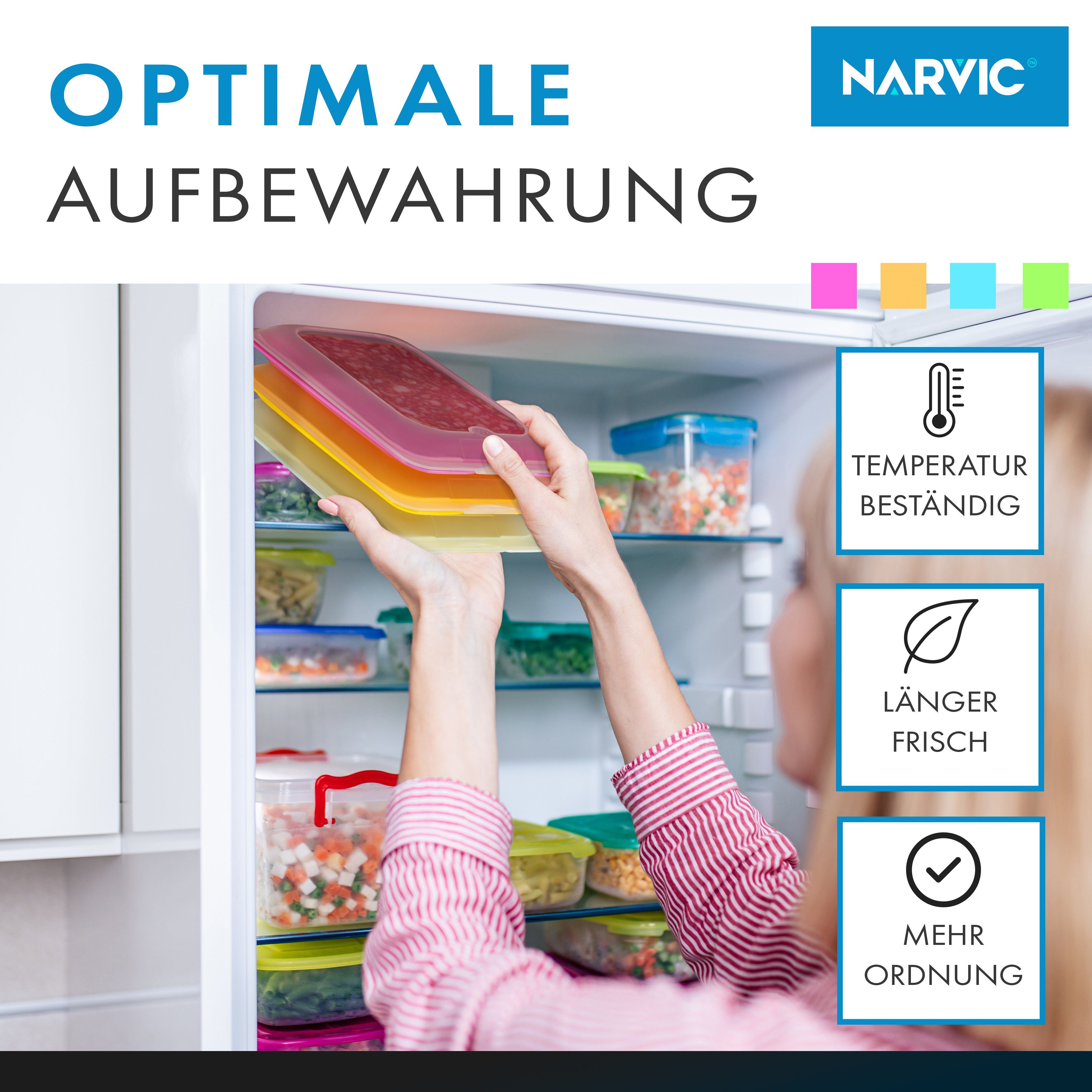 NARVIC Frischhaltedose Frischhaltedosen Kühlschrank,Stapelbare Set), inklusive Gabel, Aufschnittbox 4er (Kombi-Set, mit Serviergabeln