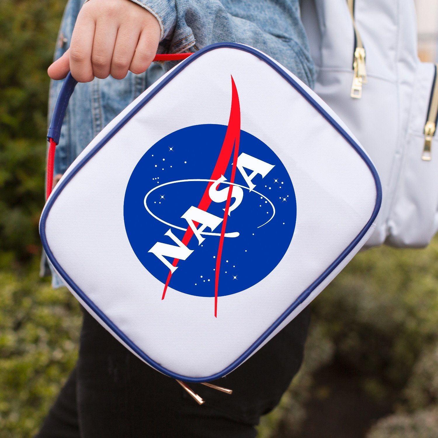 NASA Brottasche Lunchtasche Reißverschluss weiß NASA mit 