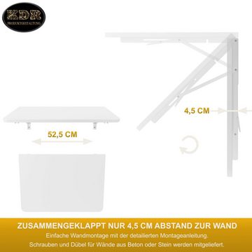 KDR Produktgestaltung Klapptisch 70x50 Wandklapptisch Esstisch Küchentisch Schreibtisch Wand Tisch, Weiß