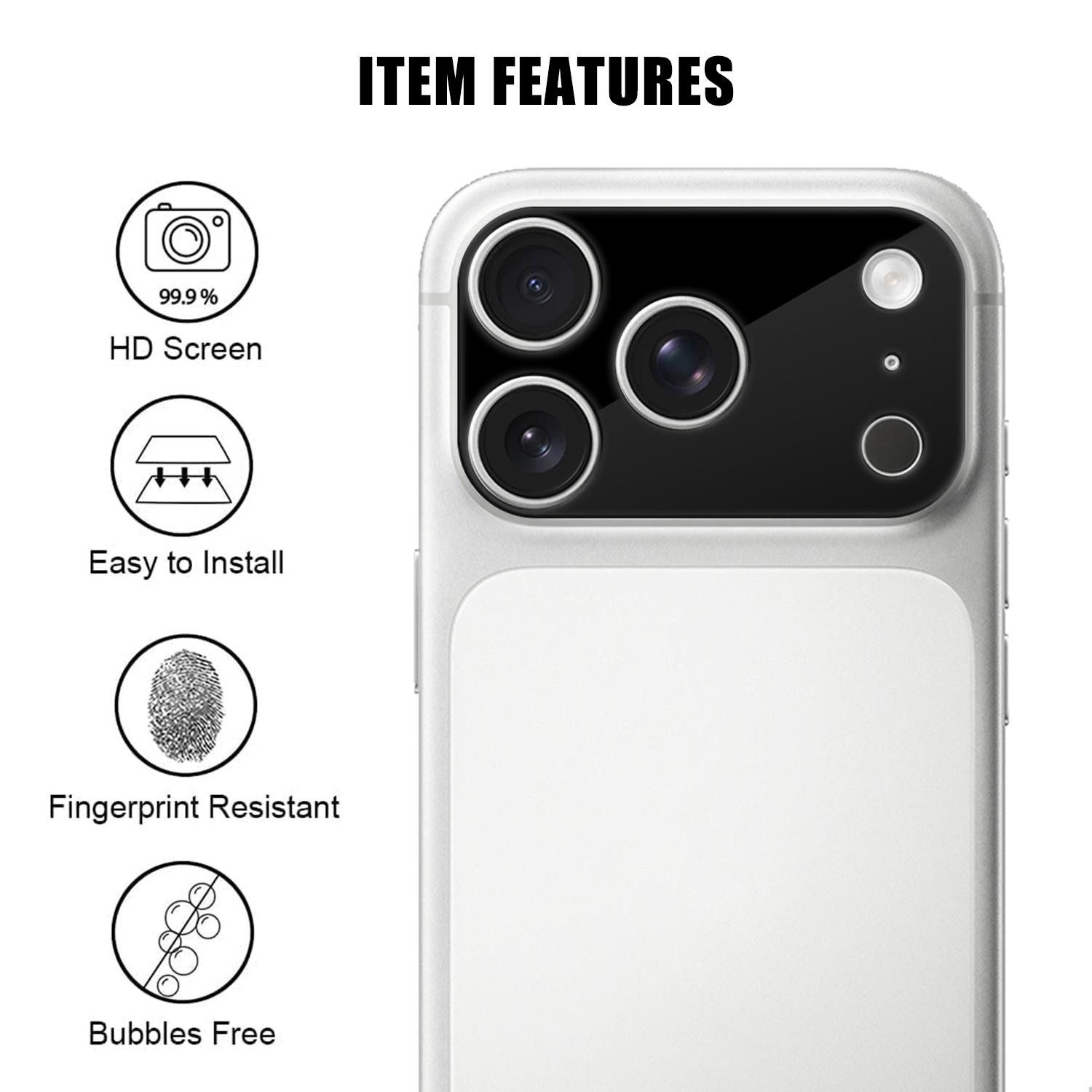 Protectorking Kameraschutzglas 3x Kameraschutz HD klar 9H Panzerglas Hartglas Linse Kamera Protector für iPhone 18 Pro, 3 Stück, Kameraschutz, Linsenschutz, Obj – Bild 2 von 5