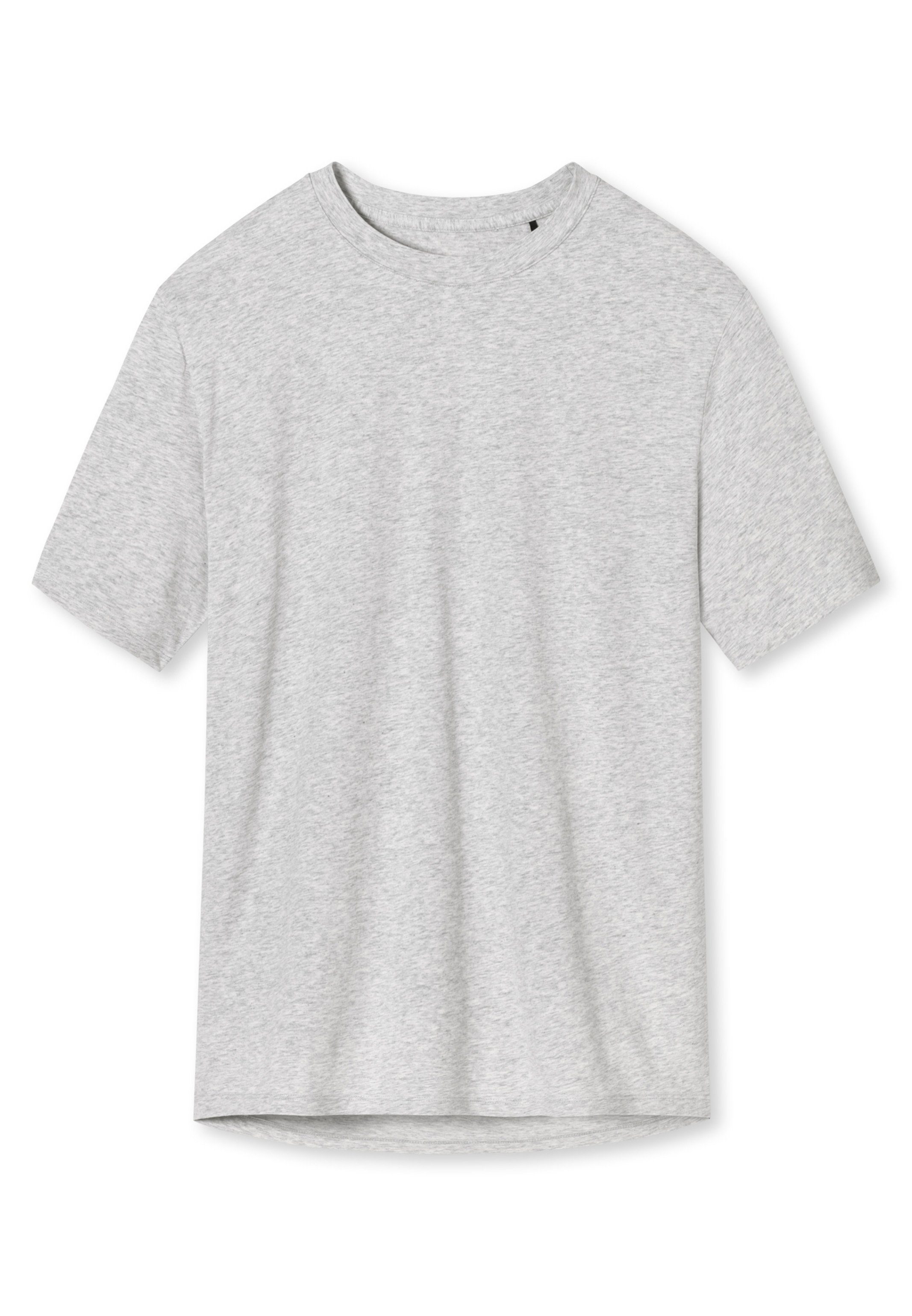 - Cotton (1-tlg) & Pyjamaoberteil Baumwolle Organic kurzarm Schiesser Mix Relax Schlafanzug Grau-Melange Shirt -