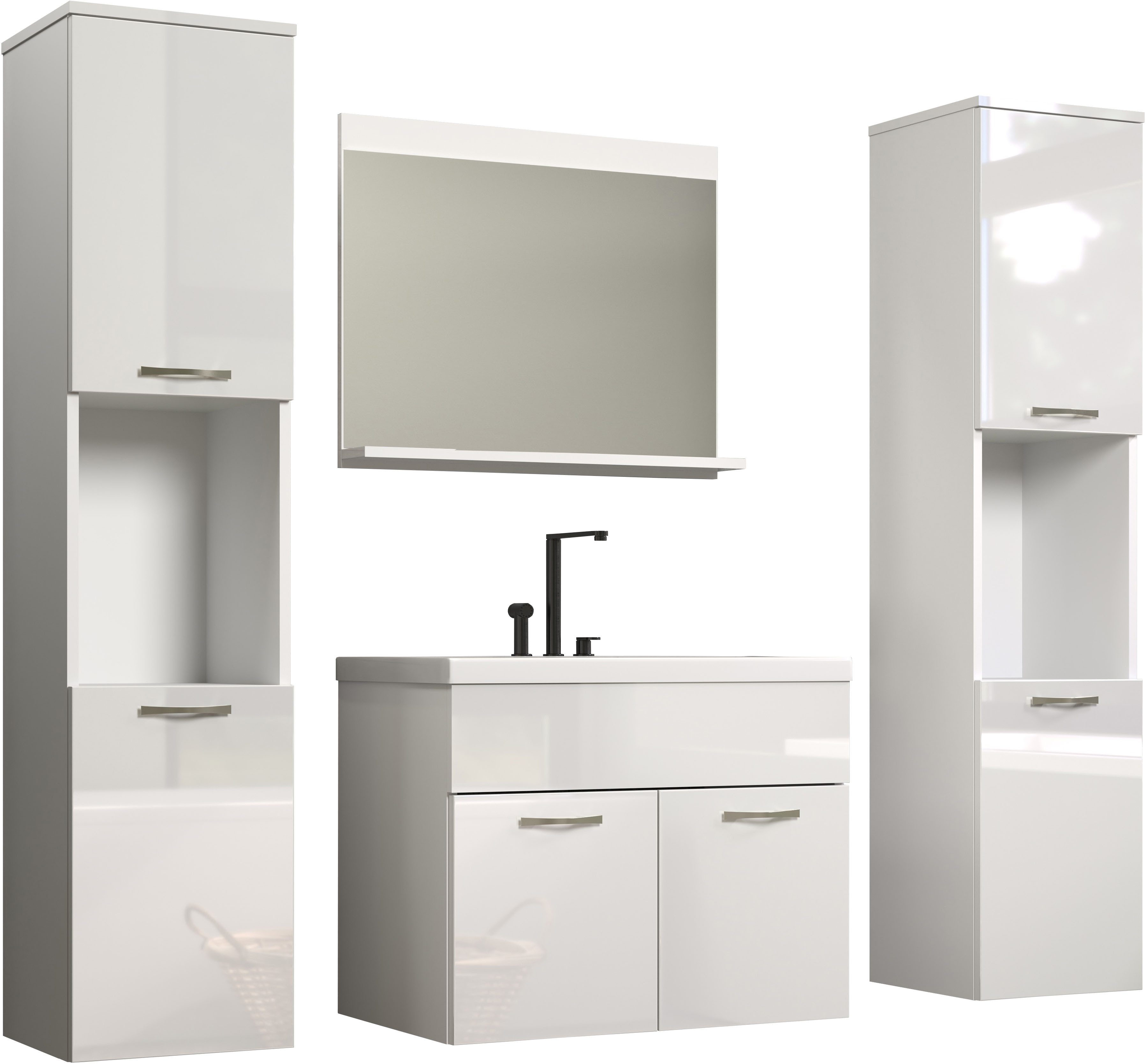 welltime Badezimmer-Set Kuba, (Komplett-Set, 4-St), Hängeschränke, Waschtis günstig online kaufen