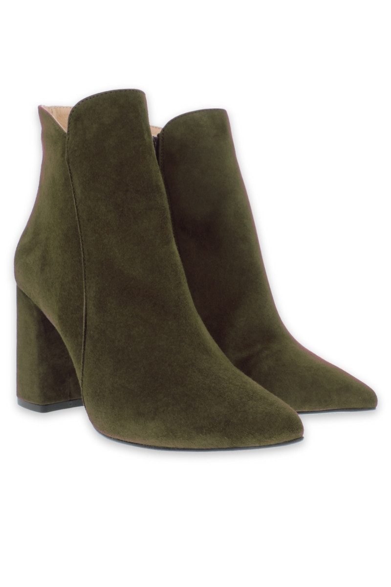 XAVER LUIS Schuhmanufaktur Trachten Stiefeletten - VERO - Samtziege olivo Stiefelette
