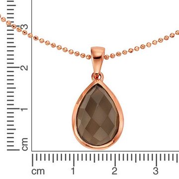 Jamelli Kette mit Anhänger 925 Silber rosé vergoldet Rauchquarz