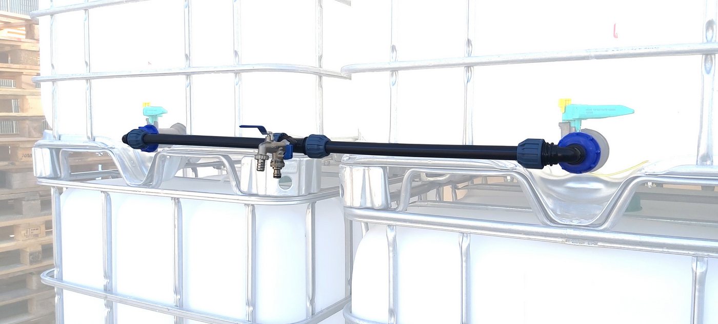 Thumbnail - Voxtrade Regenwassertank IBC Verbindung Wassertanks für 1000L Container mit 2fach Auslaufhahn, (2-tlg), Hahn ist Frostsi...