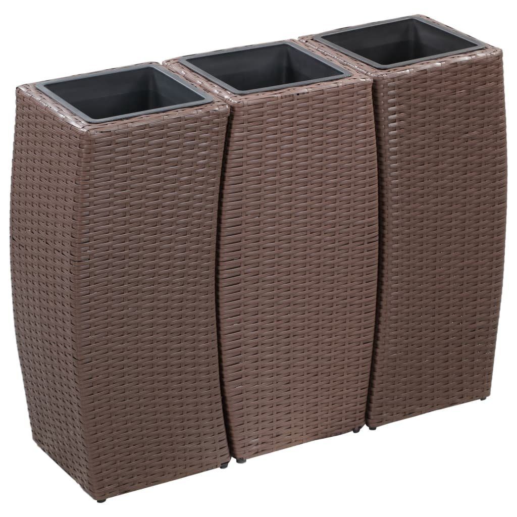 Rattan (1 Hochbeet Garten-Hochbeete Poly 3-tlg. Braun St) vidaXL