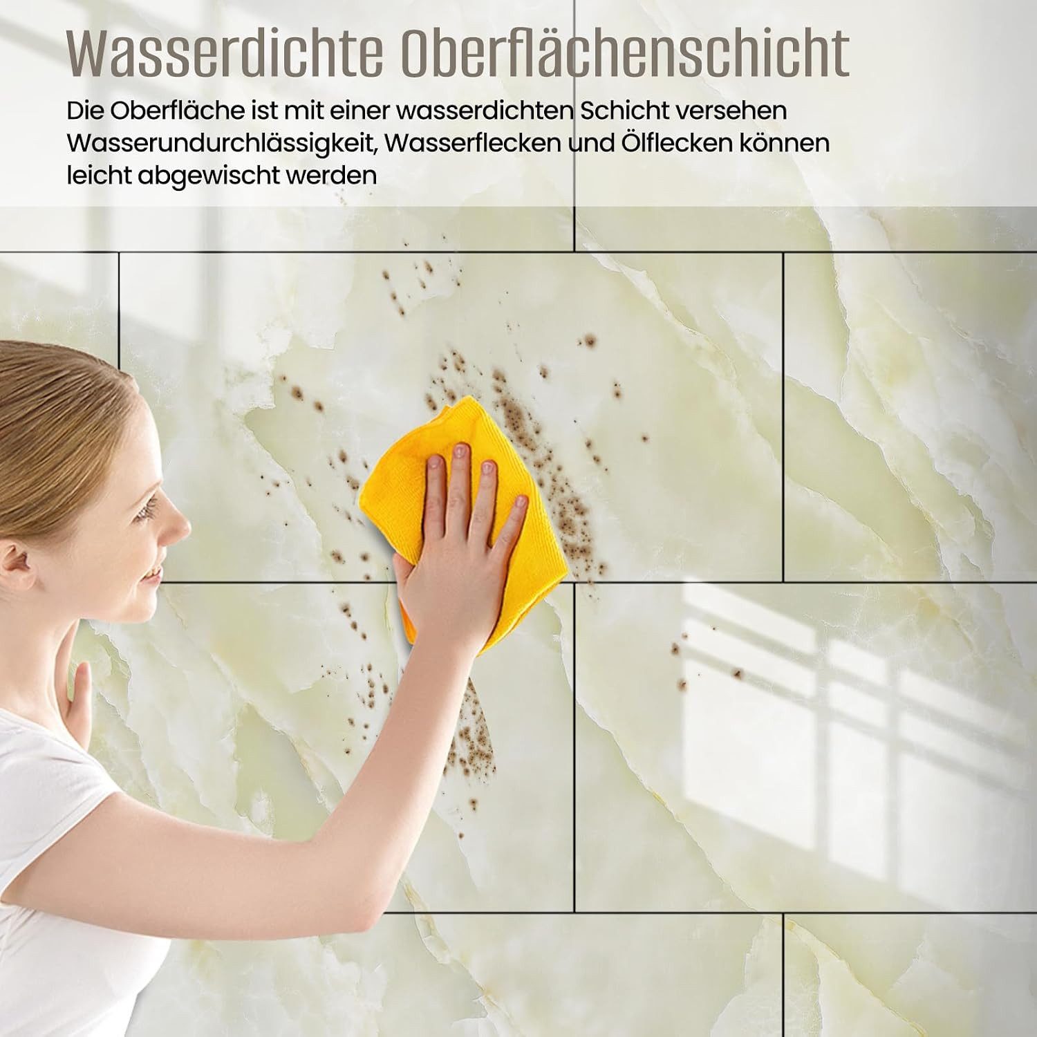 Agger Fliesenaufkleber Marmor, 10 Stück Marmor Fliesen Selbstklebend, KüChenrückwand (10 St), Wandfliesen Selbstklebend, 60 X 30 cm Klebefliesen Wasserfest