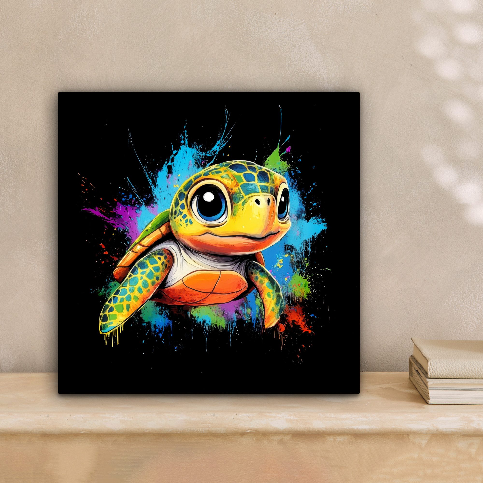 OneMillionCanvasses® Leinwandbild Graffiti - Tiere - Schildkröte - Farbenfr günstig online kaufen