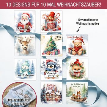 TOBJA Weihnachtskarte Weihnachtskarten XXL mit Umschlag Set, 10x Große Weihnachtskarten Postkarten Geschenkkarten