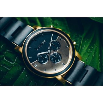 LAiMER Chronograph LAiMER Herren Uhr 0137 Ian Leadholz Chronograph vergoldet, (1-tlg)