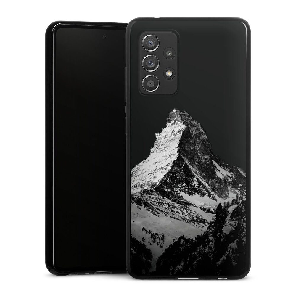 DeinDesign Handyhülle Berg Schnee Alpspitze Snow Capped Mountains Grayscale, Samsung Galaxy A52s 5G Silikon Hülle Bumper Case Handy Schutzhülle