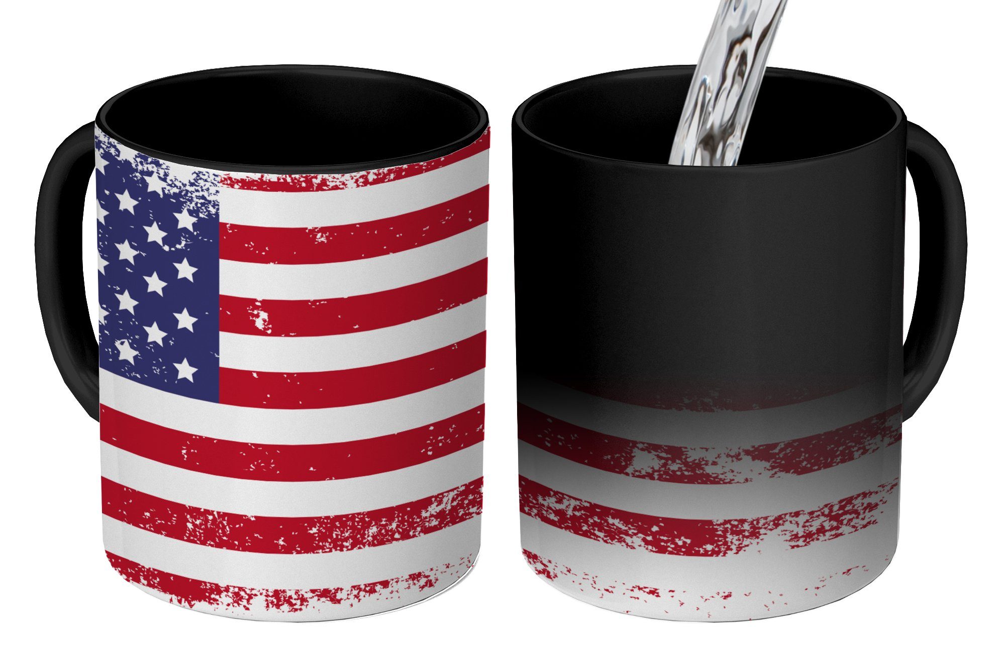 MuchoWow Tasse Flagge - Vintage - Amerika, Keramik, Farbwechsel, Kaffeetassen, Teetasse, Zaubertasse, Geschenk