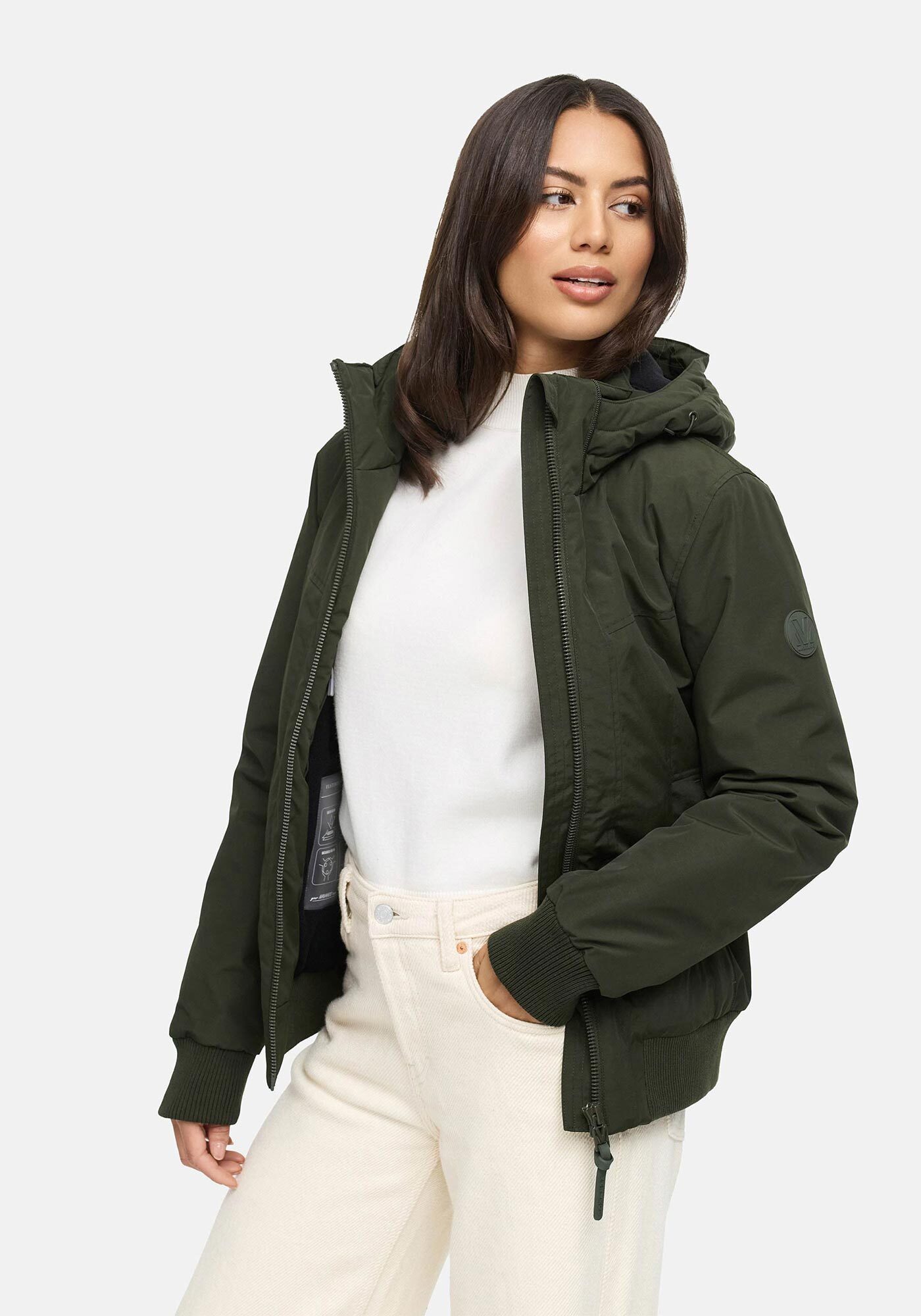 Marikoo Winterjacke Mooni 16 Gefütterte Übergangsjacke mit Kapuze und Kordelzug – Bild 2 von 5