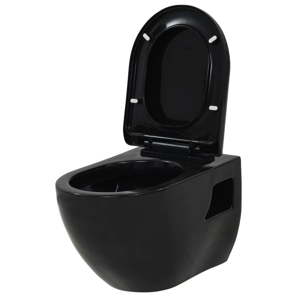 vidaXL Tiefspül-WC Wand-WC Keramik Schwarz