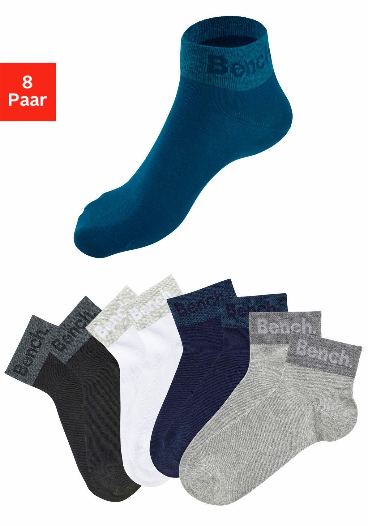 Bench. Kurzsocken (Set, 8-Paar) mit eingestricktem Schriftzug am Bündchen