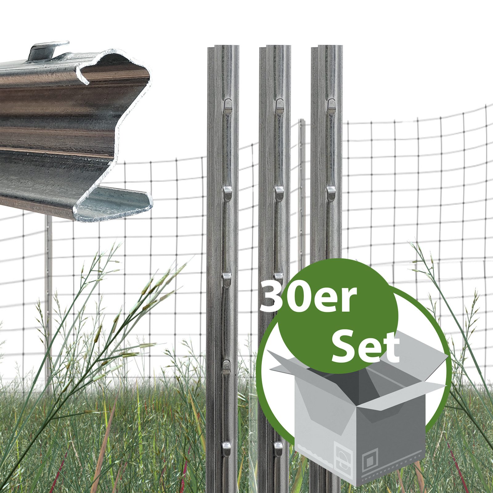 TRUTZHOLM Zaunpfosten Z-Profil 150 cm feuerverzinkt 30x Zaunpfähle 1,5 mm Stärke, (Set), wetterbeständig, robust, stabil, witterungsbeständig