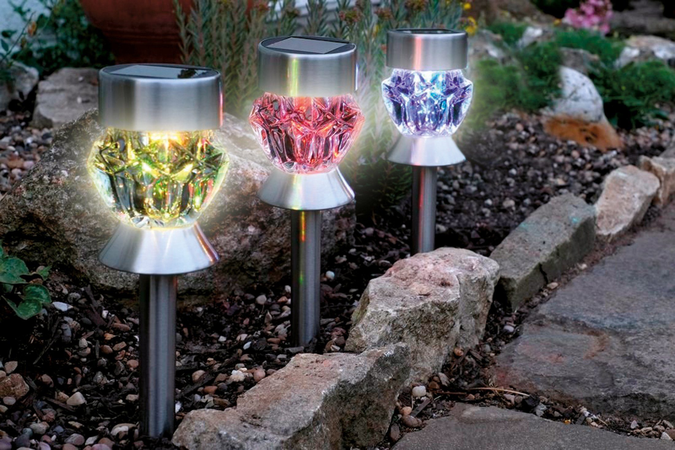 integriert, fest MANDALE, 3 Set, LED Stück Gartenleuchte Think@Pets