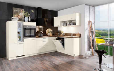 Express Küchen Küchenzeile »Scafa«, vormontiert, mit E-Geräten, Vollauszug, Stellbreite 305 x 185 cm