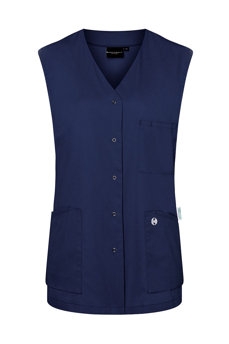 Karlowsky Fashion Schlupfbluse KARLOWSKY Damen Kasack ESSENTIAL Ärmellos V-Neck Marine
