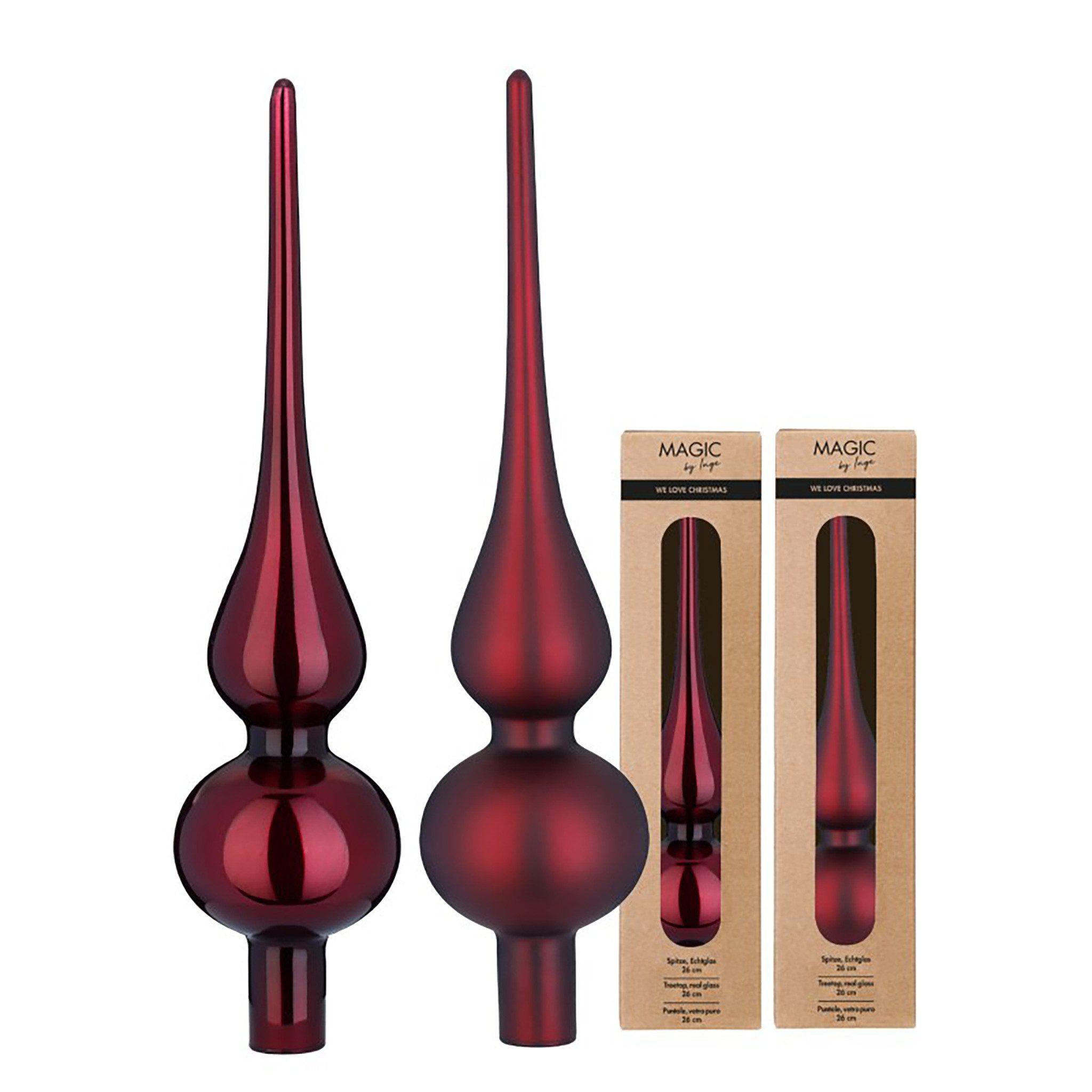 Holly & Jolly Christbaumspitze, Christbaumspitze Glas 26cm 1 Stück matt / glänzend sort. - Smooth Port