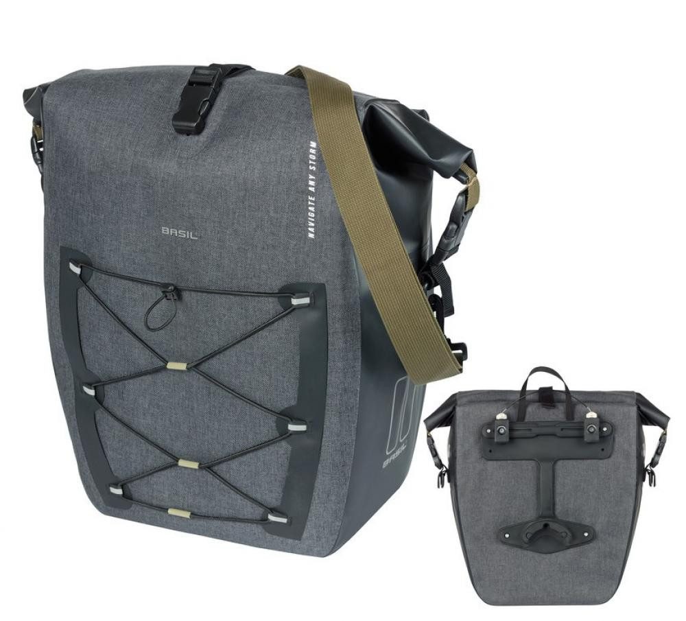Fahrradtasche Basil Tasche Navigator Storm MIK Side L schwarz 46x36x21cm 25 bis 31l