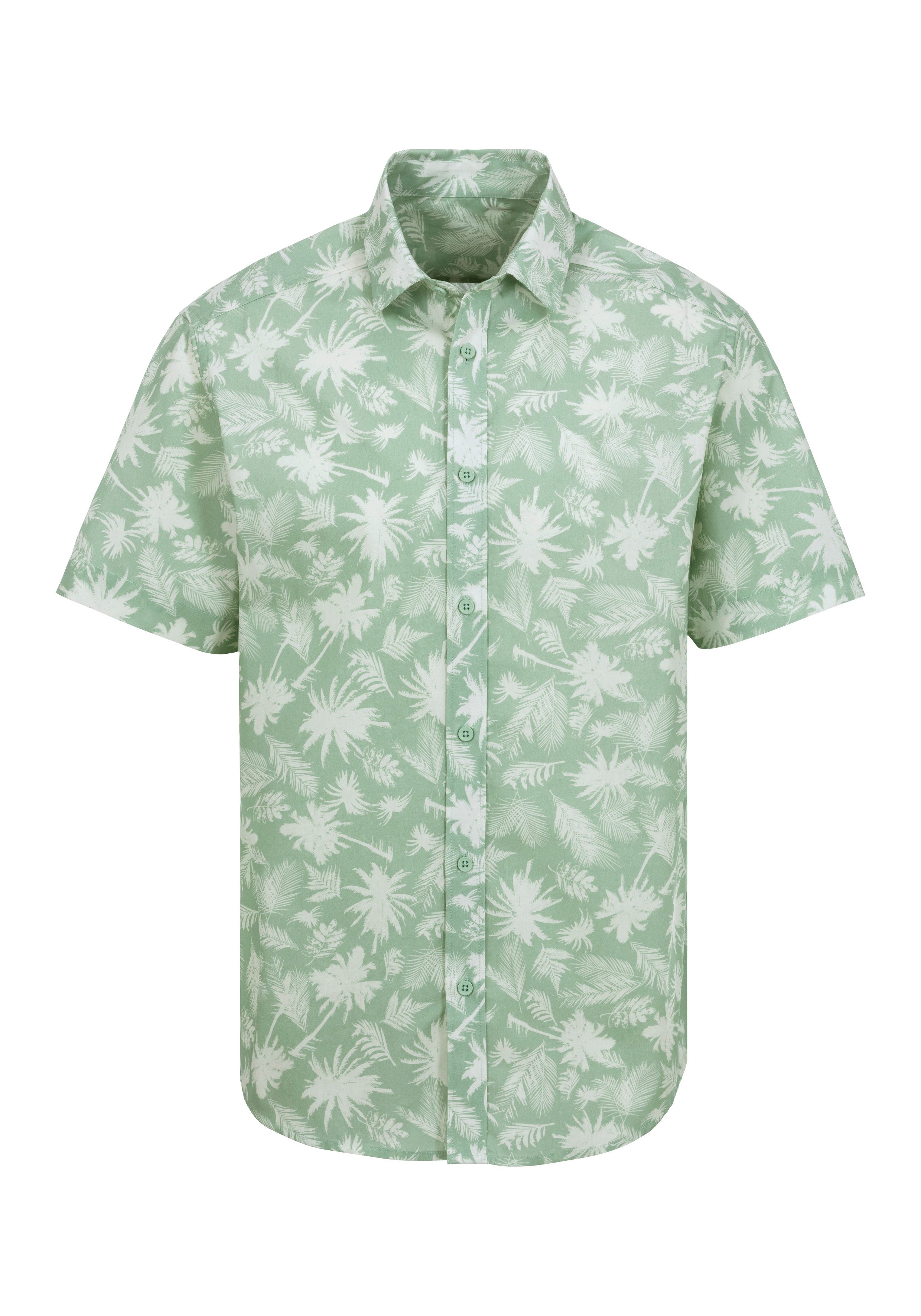 Beachtime Hawaiihemd - Kurzarmhemd mit sommerlichem Palmen Druck, Kurzarm, Freizeithemd mit Palmenprint, reine Baumwolle – Bild 2 von 4