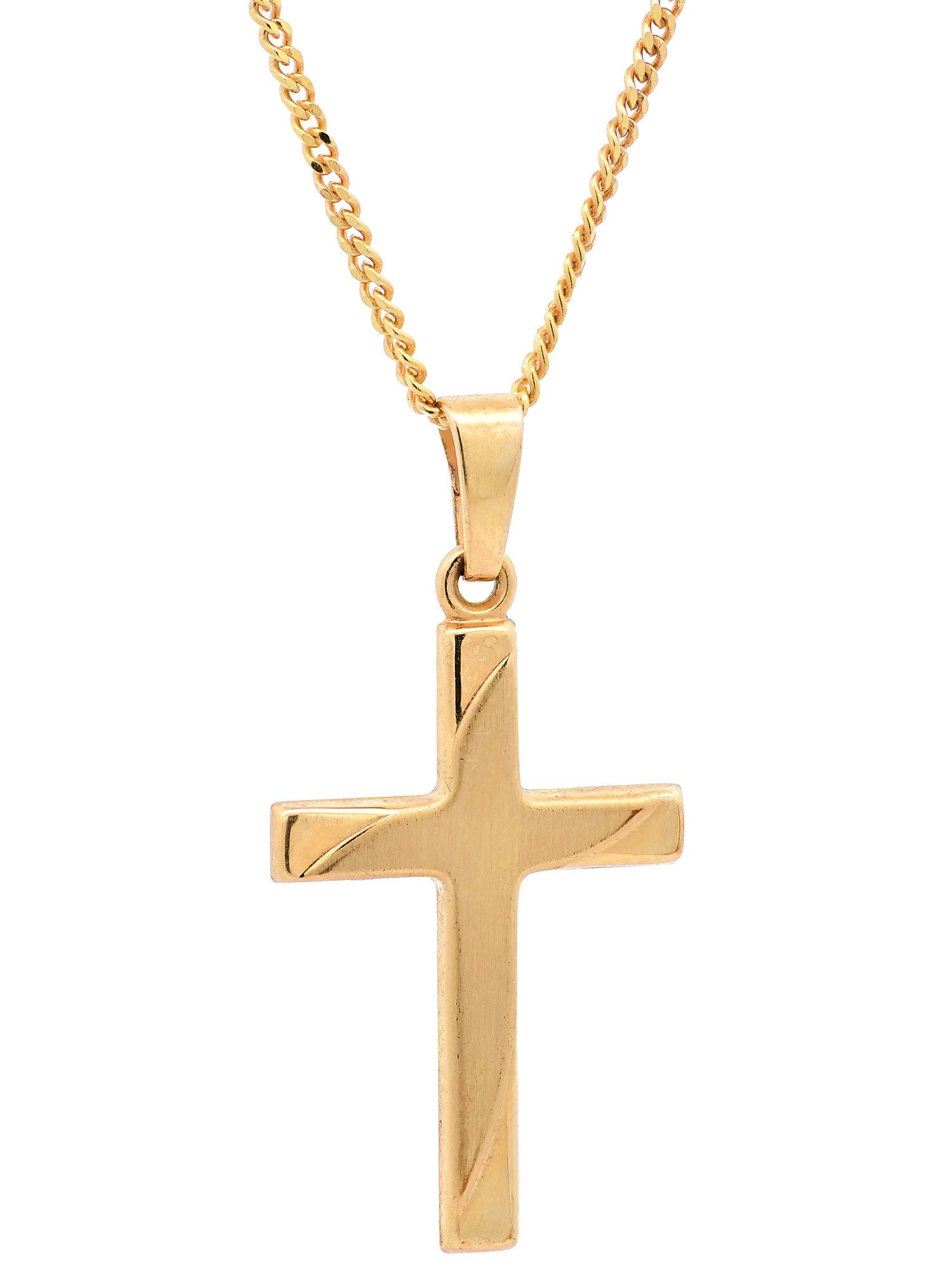 Kreuzanhänger Gold Anhänger Kreuz mit Goldkette massiv 333 - 8 Karat Gold 36 cm