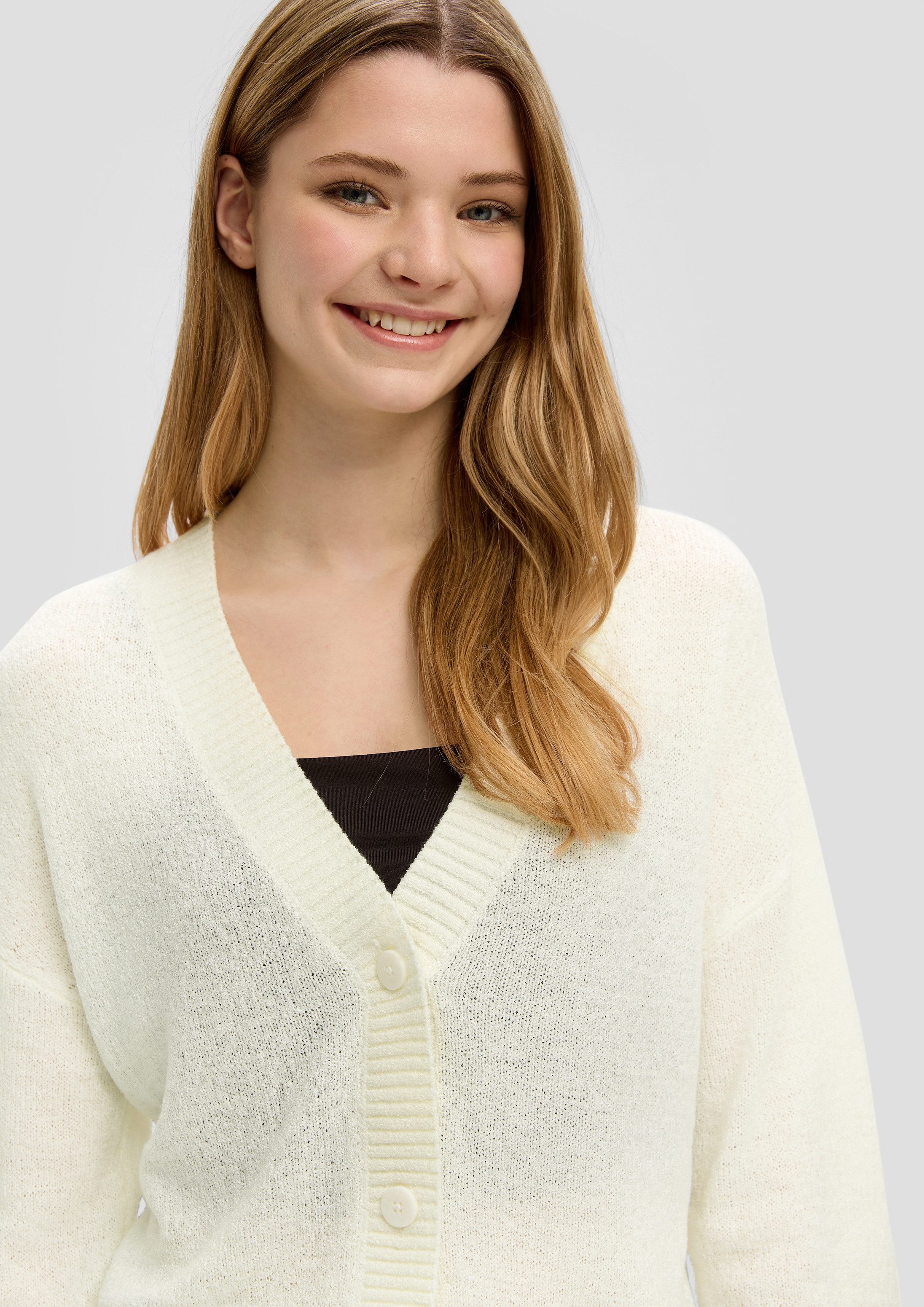 QS Cardigan Strickjacke Verkürzte Strickjacke mit Knöpfen