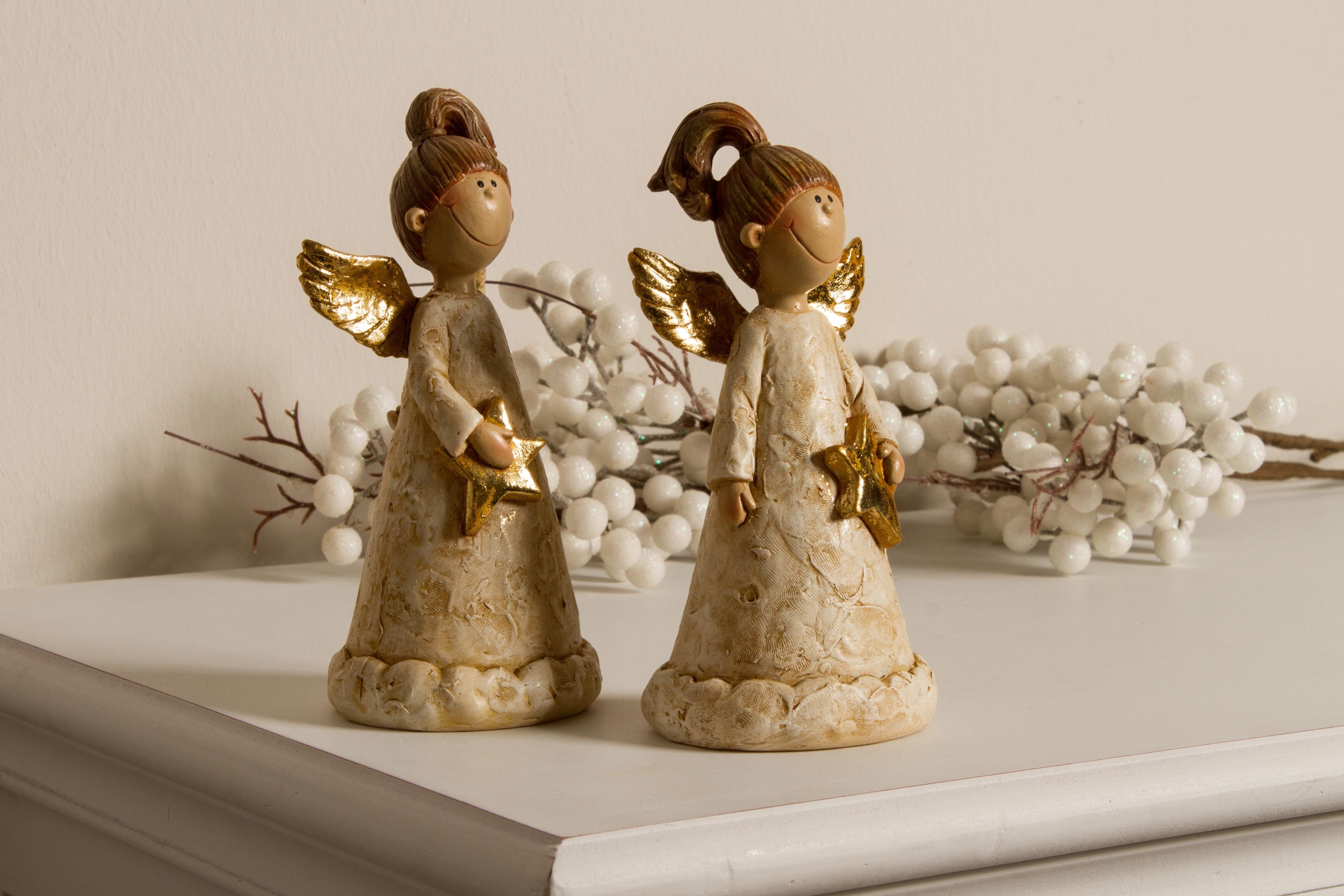 Myflair Möbel & Accessoires Engelfigur Weihnachtsdeko (Set, 2 St), goldfarben dekoriert