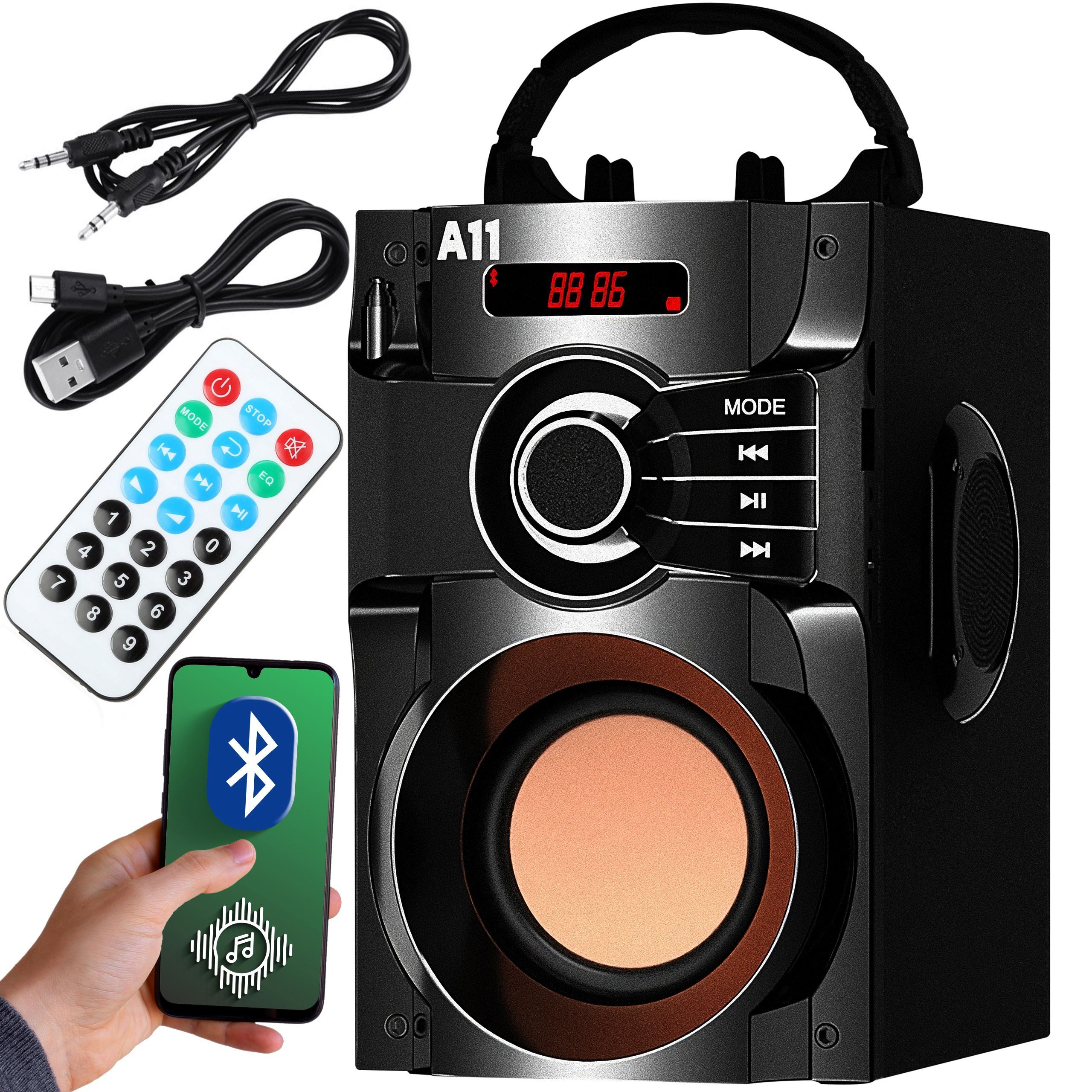 Retoo Lautsprecher Bluetooth Tragbarer Musikbox USB Wiedergabe AUX-Radio Bluetooth-Lautsprecher (Kraftvoller Klang, UKW-Radio, Tragbarkeit, Mehrere Verbindungsoptionen)