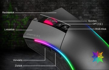 INCA IMG-GT19 RGB 7D Makro-Tasten Profiosonelle Gaming-Maus schwarz Gaming-Maus