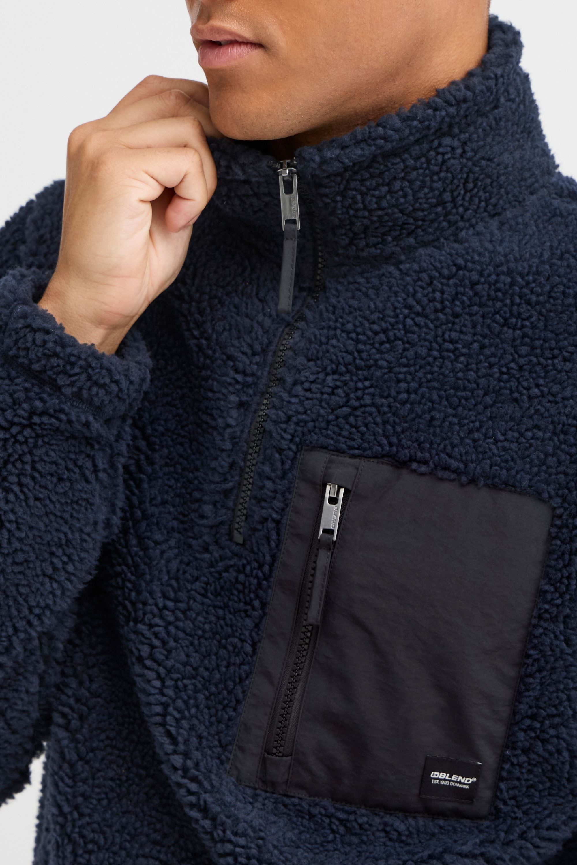 Blend Fleecejacke BHTotto (1-St) Lässiger Troyer in Teddy-Optik